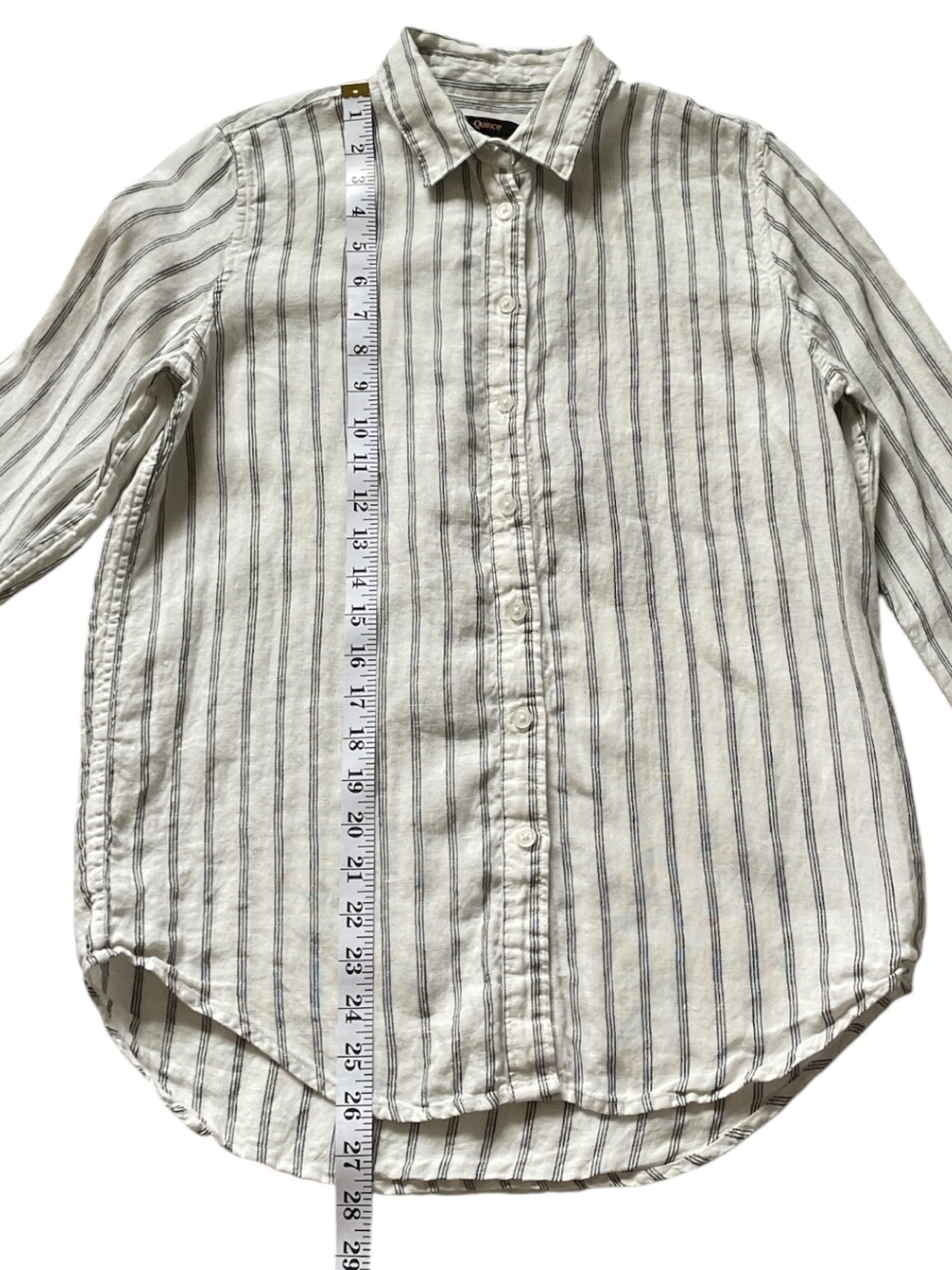 Quince 100% Linen Button Up Shirt Long Sleeve Cream Black Quiet Luxury Small - Picture 9 of 9